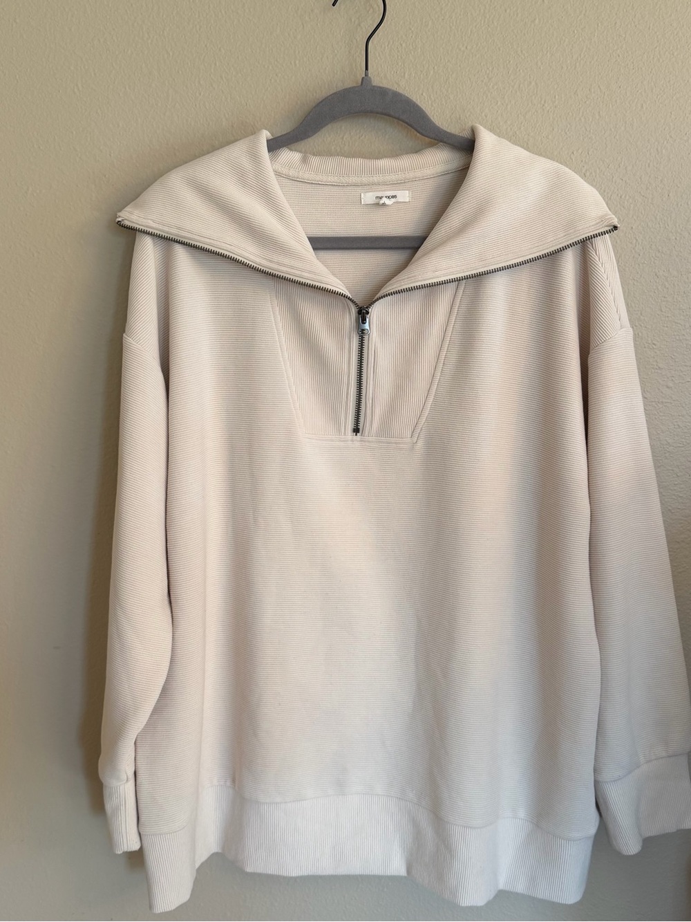 Maurices Women's Zip Collar Pullover in Light Beige